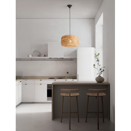 Natural Water Hyacinth Sandy Black Steel Base LED E27 1x12Watt 100-240Volt IP20 Bulb Excluded D:40 H:230 cm 