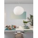 Pendant Light White Aluminium & Opal Glass LED E27 1x112W D:47 H:130 