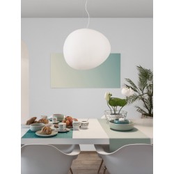 Pendant Light White Aluminium & Opal Glass LED E27 1x112W D:47 H:130 