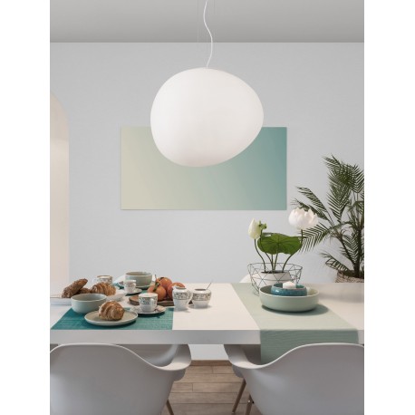 Pendant Light White Aluminium & Opal Glass LED E27 1x112W D:47 H:130 