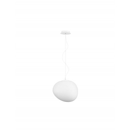 Pendant Light White Aluminium & Opal Glass LED E27 1x112W D:31 H:130 