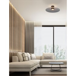 Smoky Glass & Sandy Black Metal LED 17 Watt 220-240Volt 1360Lm 3000K IP20 light up & down D: 60 H: 18,5 cm 
