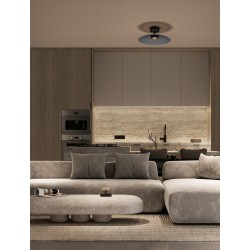 Smoky Glass & Sandy Black Metal LED 12 Watt 220-240Volt 1040Lm 3000K IP20 light up & down D: 40 H: 16 cm 