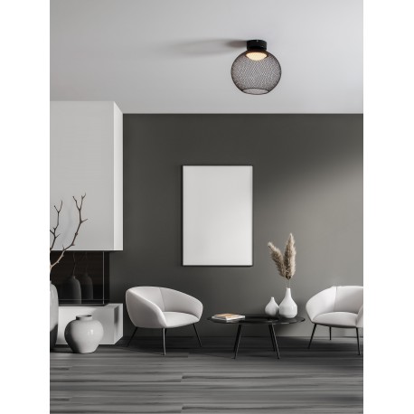 Matt Black Metal & Acrylic LED 12 Watt 220-240Volt 456Lm 3000K IP20 D: 30 H: 30 cm 