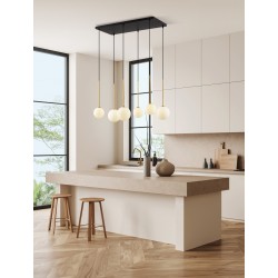Satin Gold & Matt Black Metal White Opal Glass LED G9 6x5 Watt 100-240 Volt IP20 bulb excluded L: 70 W: 34 H: 163 cm 
