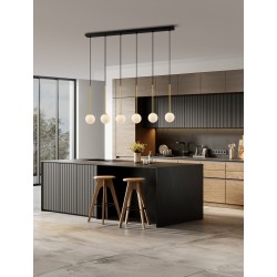 Satin Gold & Matt Black Metal White Opal Glass LED G9 6x5 Watt 100-240 Volt IP20 bulb excluded L: 100 W: 11 H: 160 cm 