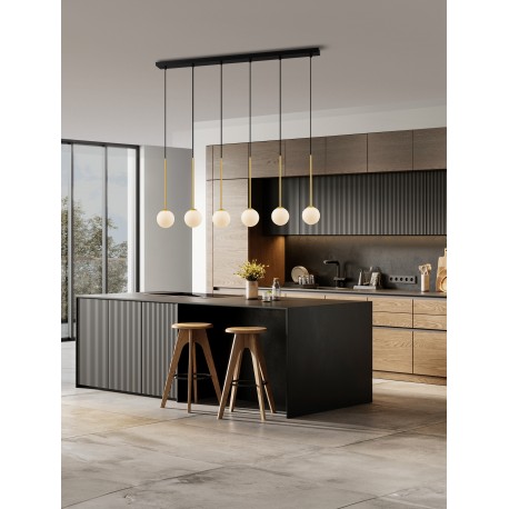 Satin Gold & Matt Black Metal White Opal Glass LED G9 6x5 Watt 100-240 Volt IP20 bulb excluded L: 100 W: 11 H: 160 cm 