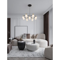 Satin Gold & Matt Black Metal White Opal Glass LED G9 14x5 Watt 100-240 Volt IP20 bulb excluded L: 73 W: 64 H: 143 cm 