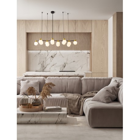 Satin Gold & Matt Black Metal White Opal Glass LED G9 14x5 Watt 100-240 Volt IP20 bulb excluded L: 107 W: 47 H: 157 cm 