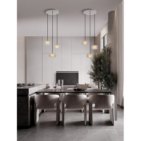 Platinum Gold Aluminium & Structured Acrylic Sandy White Base LED 18 Watt 220-240Volt 1151Lm 3000K IP20 D: 50 H: 190 cm 