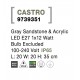 Gray Sandstone & Acrylic LED E27 1x12 Watt Bulb Excluded 100-240 Volt IP65 L: 20 W: 20 H: 35 cm 