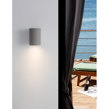 Gray Concrete Glass Diffuser LED GU10 1x7 Watt IP65 100-240 Volt Bulb Excluded Light Down D: 8.6 W: 10 H: 12 cm 