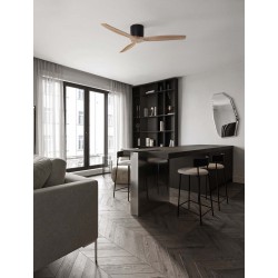 Sandy Black Metal Base & Natural Wood Color Blades 40 Watt Fan Rated Power & 6 Speeds 220-240Volt IP20 With No Light With Re