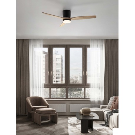 Sandy Black Metal & Acrylic Natural Wood Color Blades LED 18 Watt 2190Lm 220-240Volt IP20 3000-4000-6500K 40Watt Rated Power 