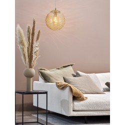 Pendant Light Champagn Glass Brass Finishing Metal E27 D30 H120 