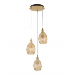 Pendant Light Champagn Glass Brass Finishing Metal E27*3 D45 H120 