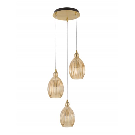 Pendant Light Champagn Glass Brass Finishing Metal E27*3 D45 H120 