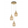 Pendant Light Champagn Glass Brass Finishing Metal E27*3 D45 H120 
