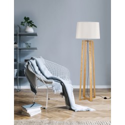 Natural Wood Sand White Shade Black Fabric Wire LED E27 1x12 Watt 230 Volt IP20 Bulb Excluded Cable Length: 180 cm L: 38 H 1: 34