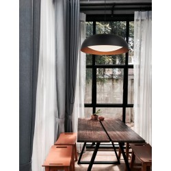 Triac Dimmable Black Aluminium Outside Copper Inside & Acrylic LED 41 Watt 230 Volt 3603Lm 3000K IP20 D: 58 H1: 17 H2: 170 cm 