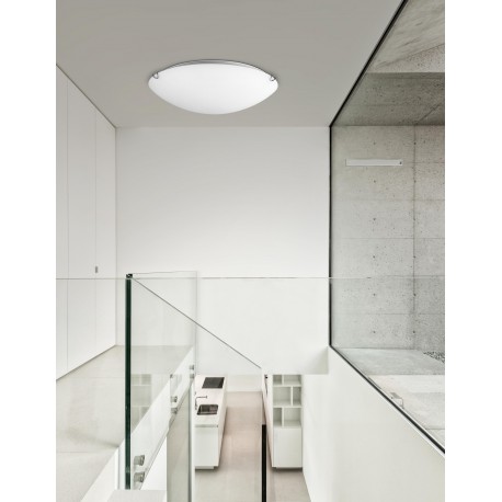 White Satinated Glass Chrome Metal LED E27 2x12 Watt 230 Volt IP20 Bulb Excluded Packing 6 pcs D: 40 H: 9.5 cm 