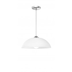 Chrome Metal White Wipe Technique Glass LED E27 1x12 Watt 230 Volt IP20 Bulb Excluded D: 40 H 1: 13 H 2: 100 cm 