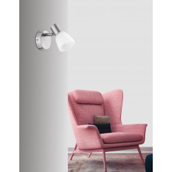 Opal Glass Satin Nickel Metal LED E14 1x5 Watt 230 Volt IP20 Bulb Excluded D: 8 W: 13 H: 10.5 cm Rotating & Adjustable 