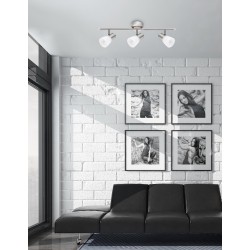 Opal Glass Satin Nickel Metal LED E14 3x5 Watt 230 Volt IP20 Bulb Excluded L: 52 W: 7.8 H: 16.2 cm Rotating & Adjustable 