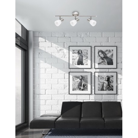 Opal Glass Satin Nickel Metal LED E14 3x5 Watt 230 Volt IP20 Bulb Excluded L: 52 W: 7.8 H: 16.2 cm Rotating & Adjustable 