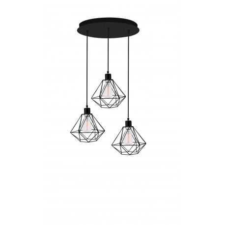 Black Metal LED E27 3x12 Watt 230 Volt IP20 Bulb Excluded D: 30 H: 135 cm Adjustable height 
