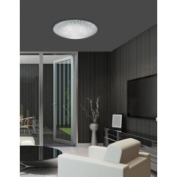 White & Clear Structured Glass Chrome Metal LED E27 3x12 Watt 230 Volt IP20 Bulb Excluded D: 40 H: 9.5 cm 
