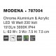 Chrome Aluminium & Acrylic LED 18 Watt 230 Volt 1513Lm 3000K IP44 L: 63 W 1: 3 W 2: 7.5 H: 7.5 cm 
