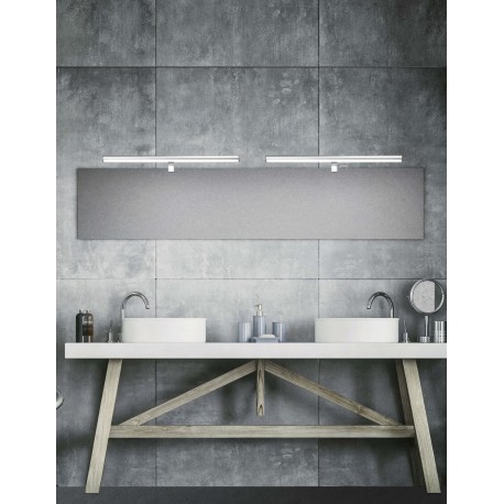 Chrome Aluminium & Acrylic LED 18 Watt 230 Volt 1922Lm 3000K IP44 L: 63 W1: 3 W2: 6.5 H: 6.5 cm 