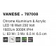 Chrome Aluminium & Acrylic LED 18 Watt 230 Volt 1922Lm 3000K IP44 L: 63 W1: 3 W2: 6.5 H: 6.5 cm 