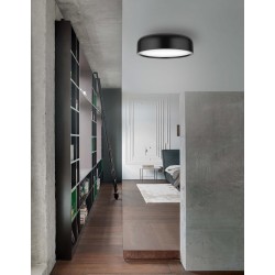 Metal & Acrylic Diffuser Matt Black Outside Matt White Inside LED E27 2x12 Watt 230 Volt IP20 Bulb Excluded D: 35 H: 13 cm 