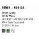 White Glass White Metal LED E27 1x12 Watt 230 Volt IP44 Bulb Excluded D: 25 H: 11 cm 