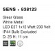Glear Glass White Metal LED E27 1x12 Watt 230 Volt IP44 Bulb Excluded D: 25 H: 11 cm 