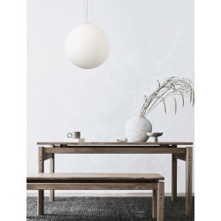 Opal Glass & White Metal LED E27 1x12 Watt 230 Volt IP20 Bulb Excluded D: 50 H: 130 cm Adjustable height 
