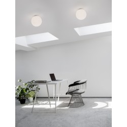 Opal Glass & White Metal LED E27 1x12 Watt 230 Volt IP20 Bulb Excluded D: 30 H: 32 cm Adjustable height 