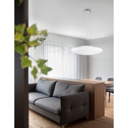 Opal Glass Satin Metal Base Chrome Aluminium LED E27 4x12 Watt 230 Volt IP20 Bulb Excluded D: 60 H: 110 cm Adjustable height 