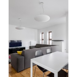 Opal Glass Satin Metal Base Chrome Aluminium LED E27 3x12 Watt 230 Volt IP20 Bulb Excluded D: 50 H: 110 cm Adjustable height 