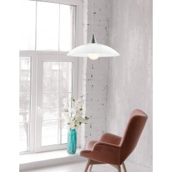 White Glossy Glass Chrome Metal LED E27 1x12 Watt 230 Volt IP20 Bulb Excluded Packing 5 pcs/box D: 40 H 1: 6 H 2: 100 cm 