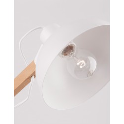 White Metal & Natural Wood LED E27 1x12 Watt 230 Volt IP20 Bulb Excluded Cable Length: 180 cm D: 25 H: 170 cm 