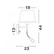White & Chrome Aluminium White Fabric Shade Adjustable Switch On/Off LED 3 Watt 3000K 180Lm E27 1x12 Watt 230 Volt IP20 Bulb Exc