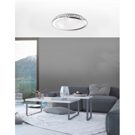 Chrome Metal White Glass & K9 Crystal LED E27 2x12 Watt 230 Volt IP20 Bulb Excluded D: 31 H: 9 cm 