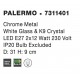 Chrome Metal White Glass & K9 Crystal LED E27 2x12 Watt 230 Volt IP20 Bulb Excluded D: 31 H: 9 cm 