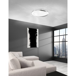 Chrome Metal White Glass & K9 Crystal LED E27 4x12 Watt 230 Volt IP20 Bulb Excluded D: 50.5 H: 9 cm 