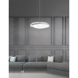 Chrome Metal White Glass & K9 Crystal LED E27 4x12 Watt 230 Volt IP20 Bulb Excluded D: 50.5 H: 100 cm 
