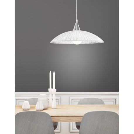 Chrome Metal White & Clear Structured Glass LED E27 1x12 Watt 230 Volt IP20 Bulb Excluded D: 40 H 1: 11 H 2: 100 cm 