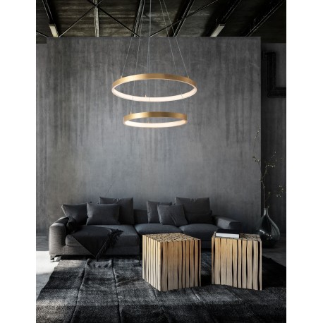 Gold Leaf Aluminium & Acrylic LED 67 Watt 230 Volt 3643Lm 3000K IP20 D1: 60 D2: 44 H: 150 cm Adjustable Height & Rotating 